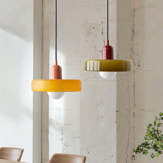 Suspension en Verre Moderne Coloré Plafonnier Lustre LED Bauhaus
