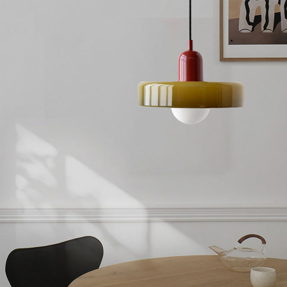 Suspension en Verre Moderne Coloré Plafonnier Lustre LED Bauhaus