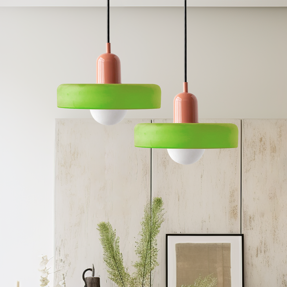 Suspension en Verre Moderne Coloré Plafonnier Lustre LED Bauhaus