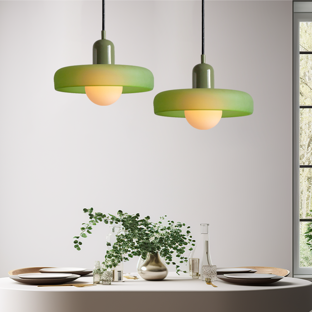 Suspension en Verre Moderne Coloré Plafonnier Lustre LED Bauhaus