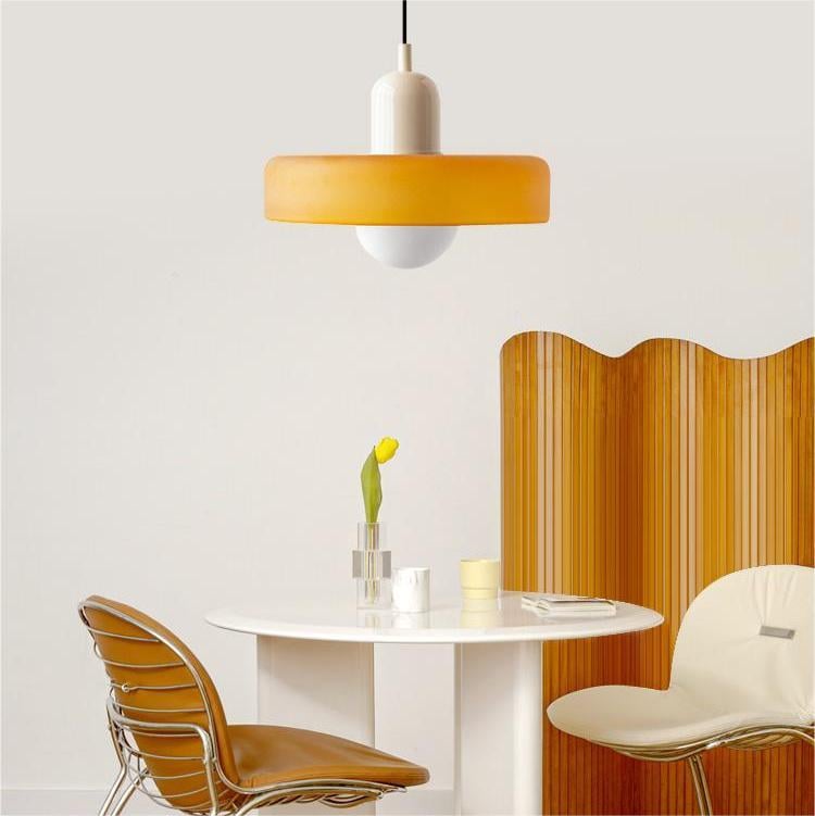 Suspension en Verre Moderne Coloré Plafonnier Lustre LED Bauhaus