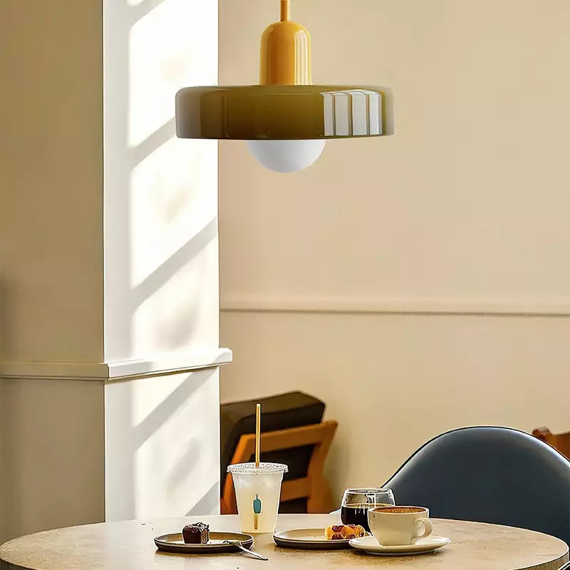 Suspension en Verre Moderne Coloré Plafonnier Lustre LED Bauhaus