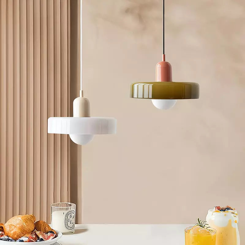 Suspension en Verre Moderne Coloré Plafonnier Lustre LED Bauhaus