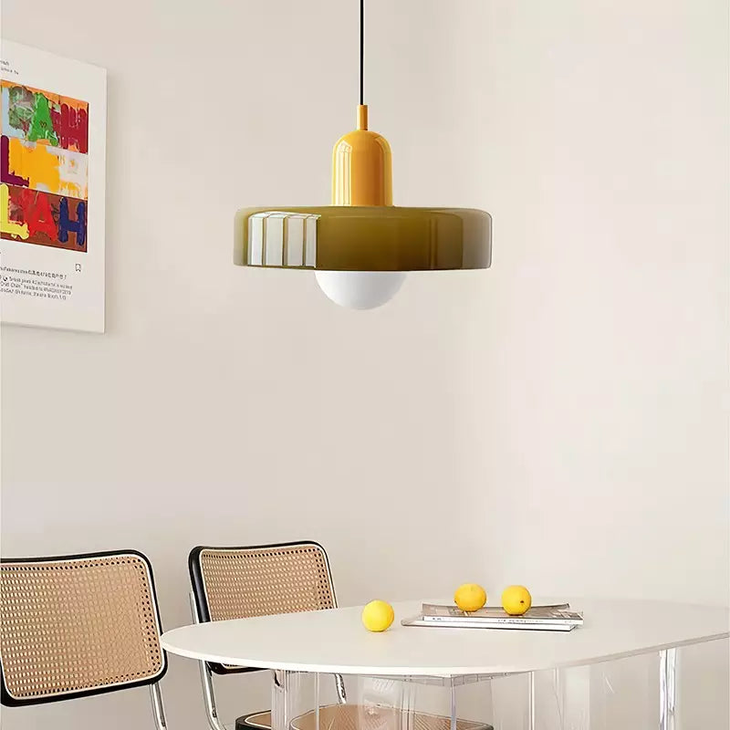 Suspension en Verre Moderne Coloré Plafonnier Lustre LED Bauhaus
