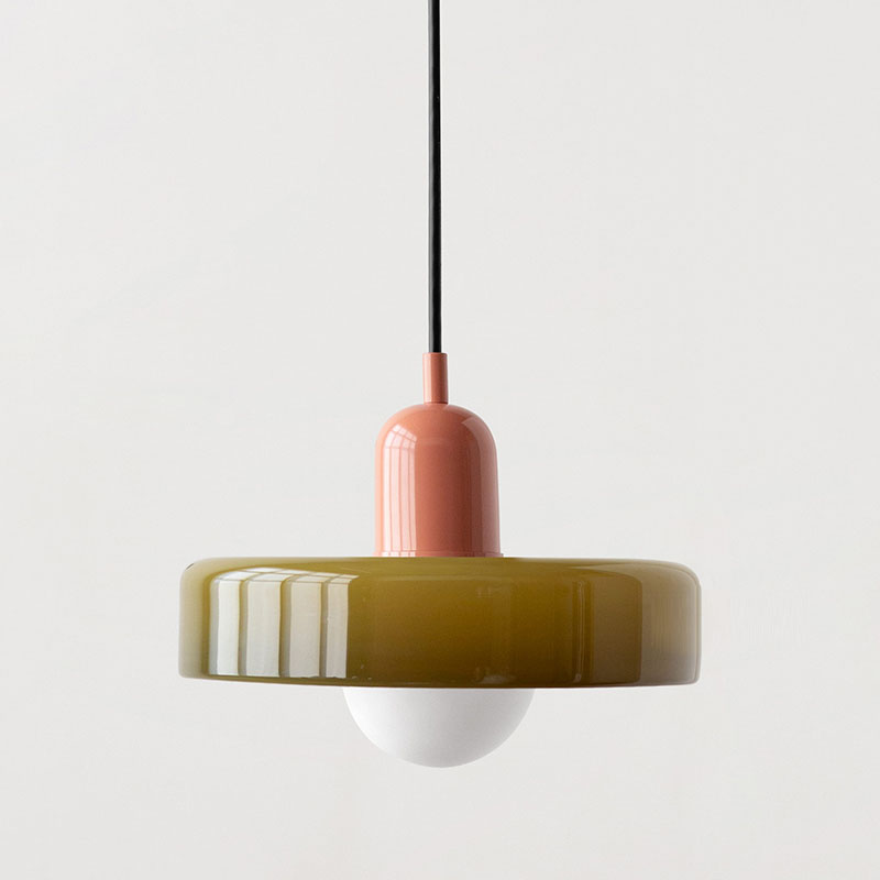Suspension en Verre Moderne Coloré Plafonnier Lustre LED Bauhaus