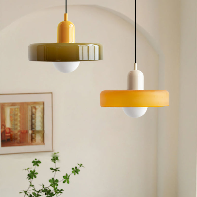 Suspension en Verre Moderne Coloré Plafonnier Lustre LED Bauhaus