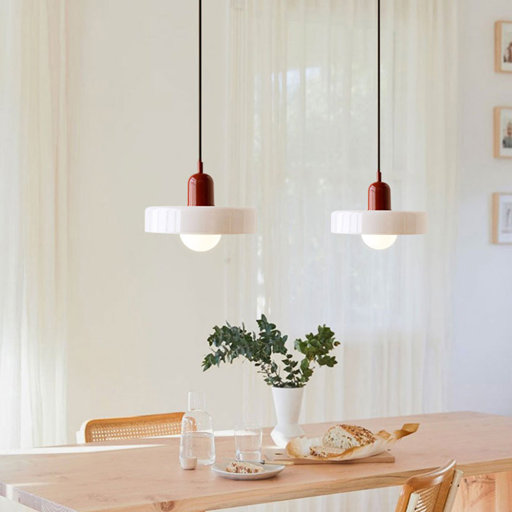 Suspension en Verre Moderne Coloré Plafonnier Lustre LED Bauhaus
