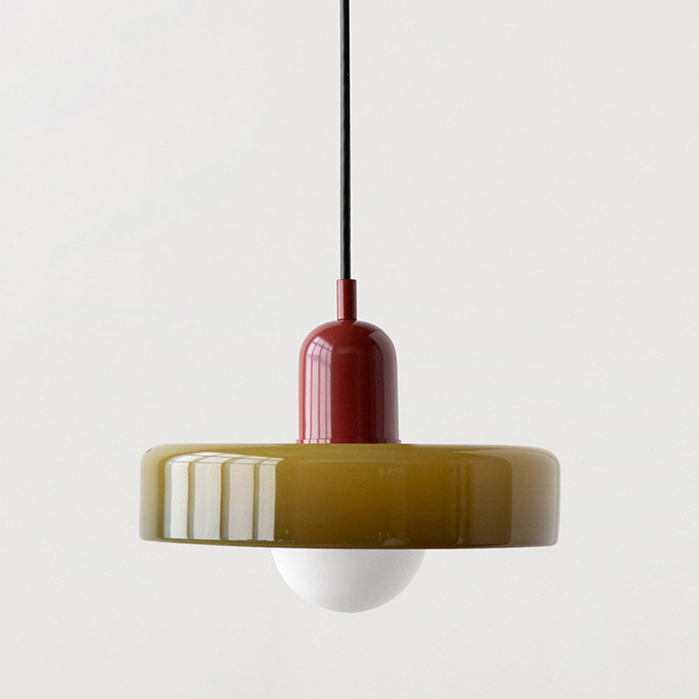 Suspension en Verre Moderne Coloré Plafonnier Lustre LED Bauhaus