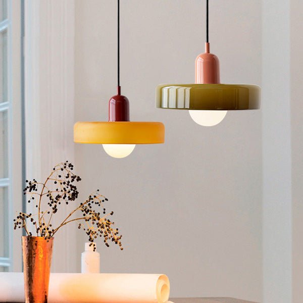Suspension en Verre Moderne Coloré Plafonnier Lustre LED Bauhaus