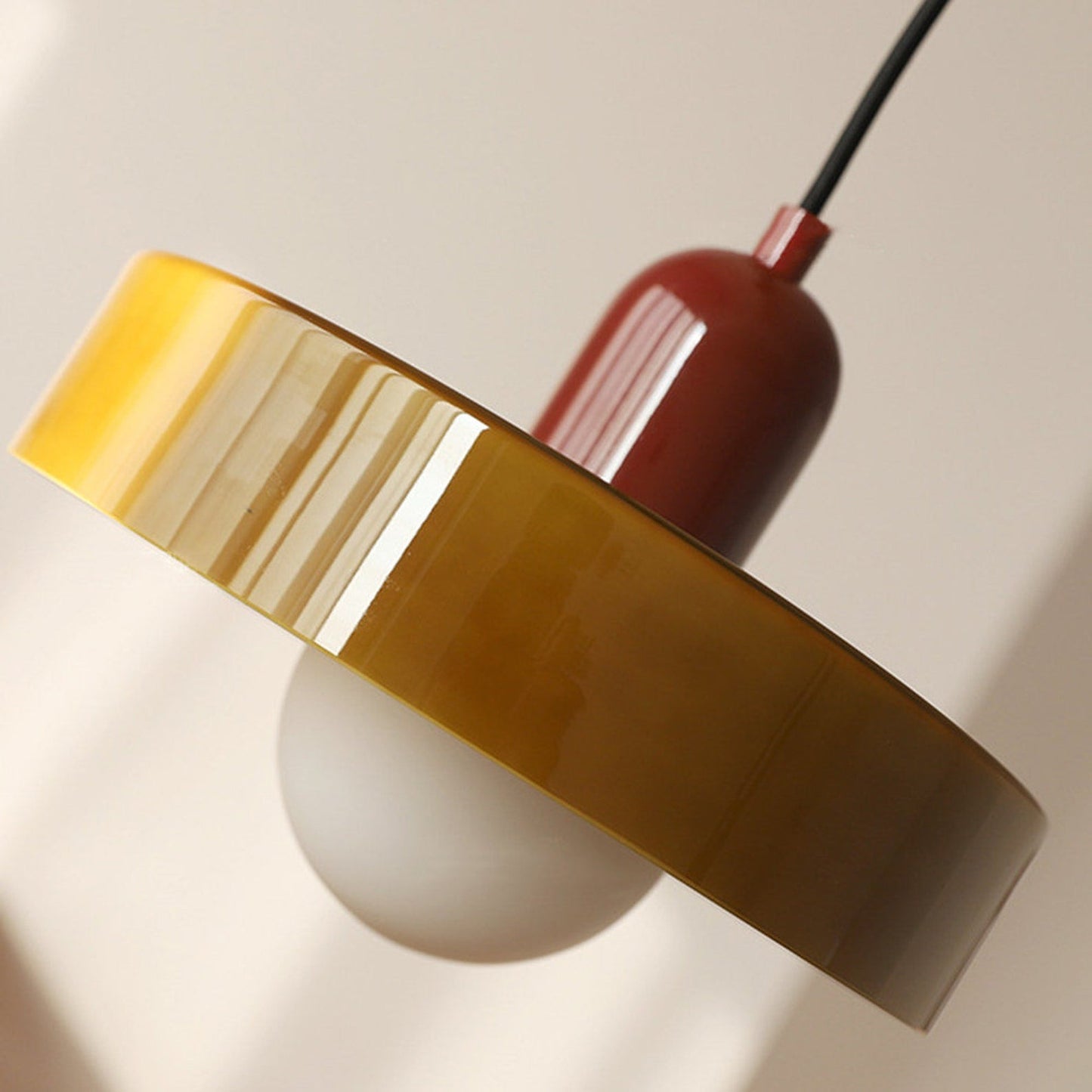 Suspension en Verre Moderne Coloré Plafonnier Lustre LED Bauhaus