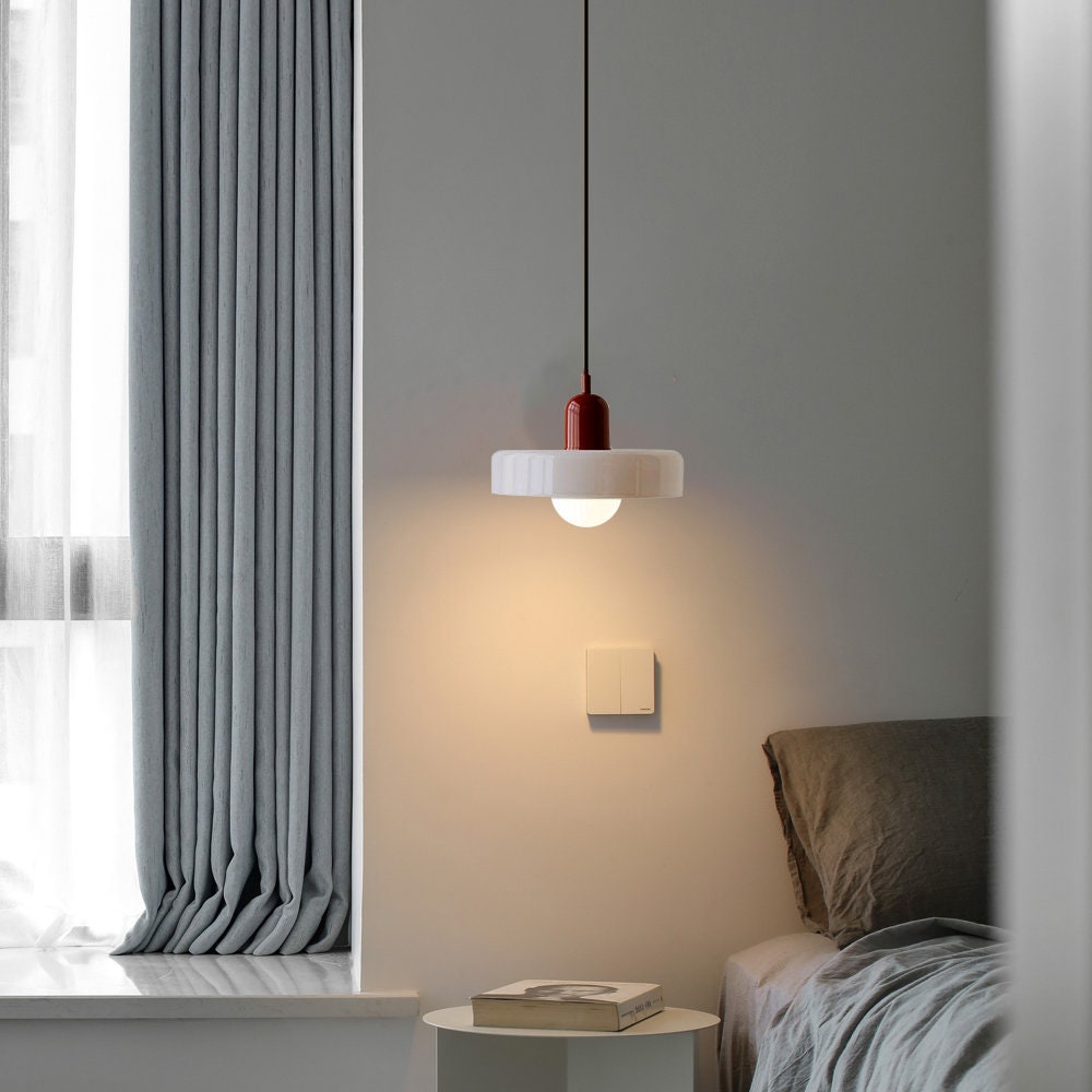 Suspension en Verre Moderne Coloré Plafonnier Lustre LED Bauhaus